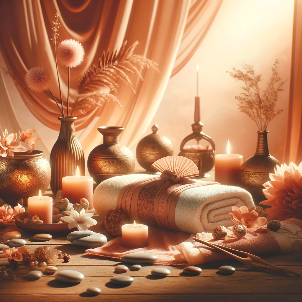Dall·e 2024 03 16 13.59.58 A Serene And Tranquil Setting Depicting The Essence Of Tantric Massage. The Image Should Show A Peaceful And Harmonious Environment, With Soft, Warm C