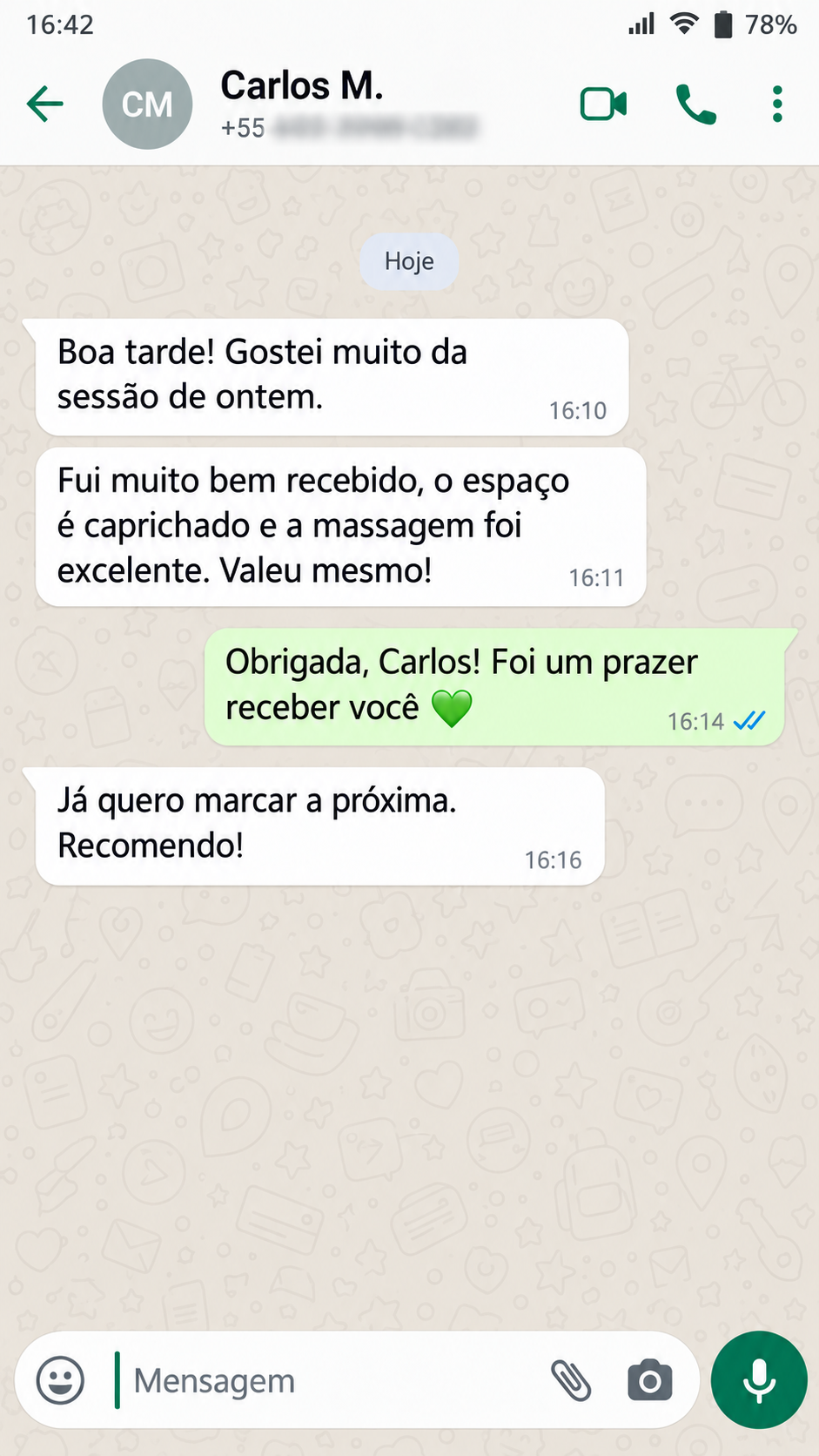 Imagem do depoimento, com dados pessoais ocultados