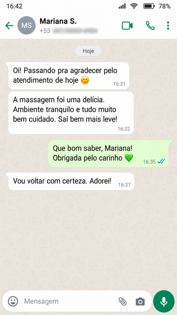 Imagem do depoimento, com dados pessoais ocultados